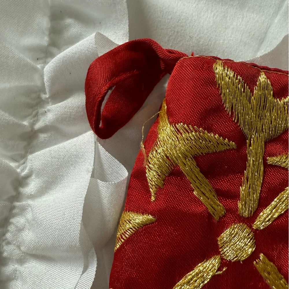 Red and Gold Embroidered Christmas Stockings set of 2